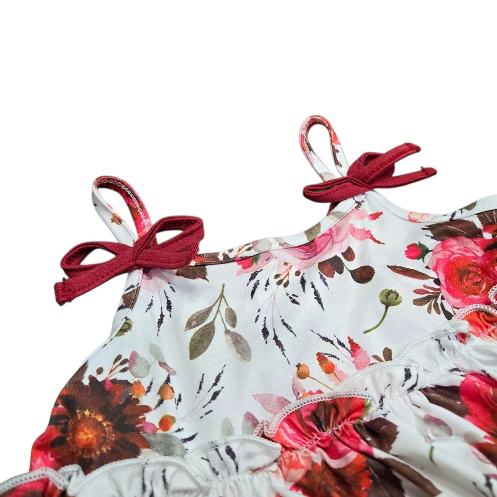 Unbranded White Rose Print Sleeveless Baby Doll Tank Top 9-12 Months